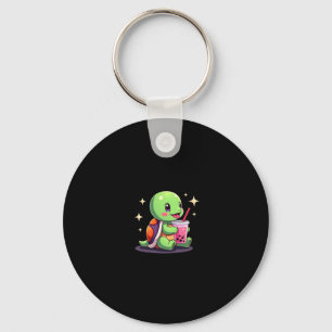 Cute turtle drinking boba. Funny Boba Turtles Love Key Ring