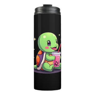 Cute turtle drinking boba. Funny Boba Turtles Love Thermal Tumbler