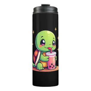 Cute turtle drinking boba. Funny Boba Turtles Love Thermal Tumbler
