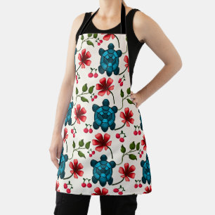 Cute Turtle Floral pattern   Apron