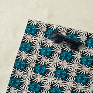 Cute Turtle Floral pattern Beach Towel