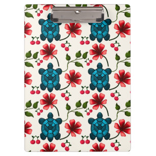 Cute Turtle Floral pattern Clipboard