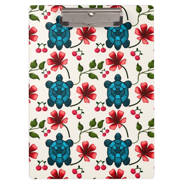 Cute Turtle Floral pattern   Clipboard (Front)