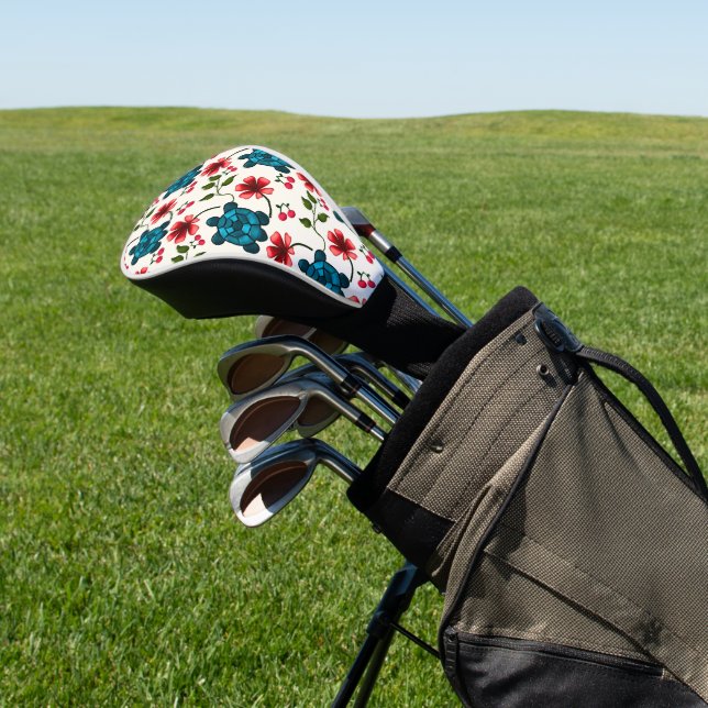 Cute Turtle Floral pattern   Golf Head Cover (In Situ)
