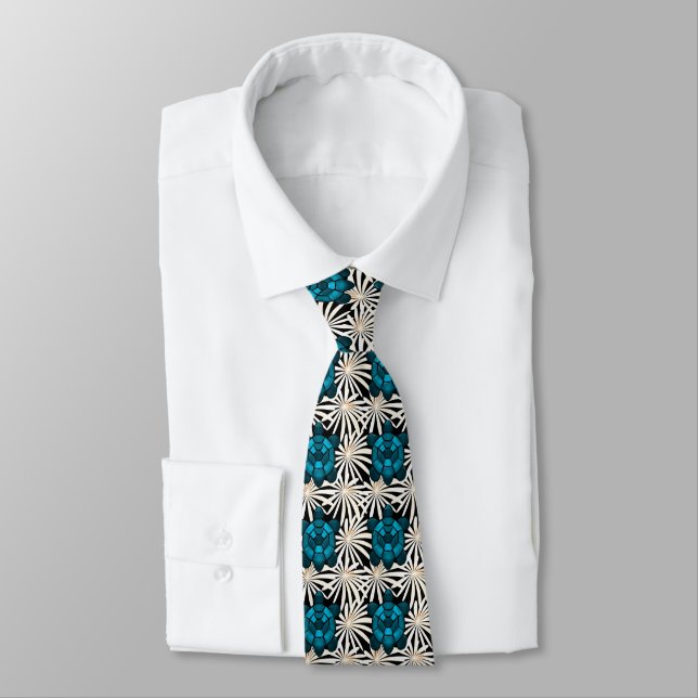 Cute Turtle Floral pattern  Tie (Tied)
