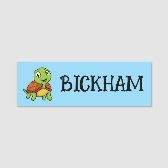 Cute Turtle Funny back to school  Name Tag (Front)
