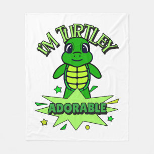 Cute Turtle Funny Quote Turtley Adorable Fleece Blanket