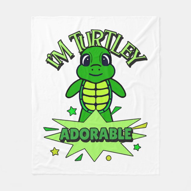 Cute Turtle Funny Quote Turtley Adorable Fleece Blanket (Front)