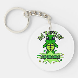 Cute Turtle Funny Quote Turtley Adorable Key Ring