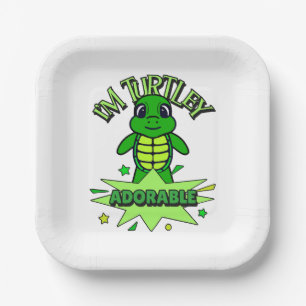 Cute Turtle Funny Quote Turtley Adorable Paper Plate