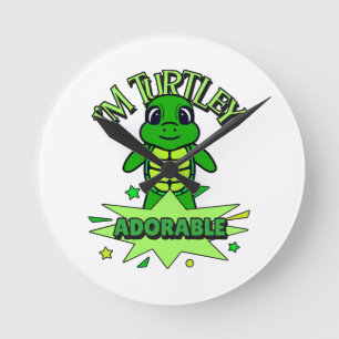 Cute Turtle Funny Quote Turtley Adorable Round Clock