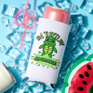 Cute Turtle Funny Quote Turtley Adorable Seltzer Can Cooler