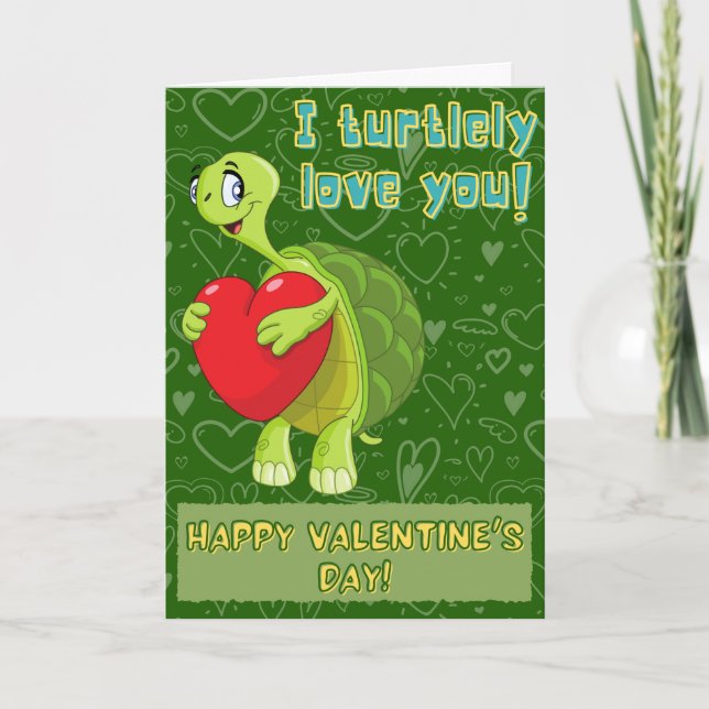 Cute Turtle Funny Valentine Card (Front)