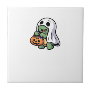 Cute Turtle Ghost Costume � Adorable Halloween Tri Ceramic Tile