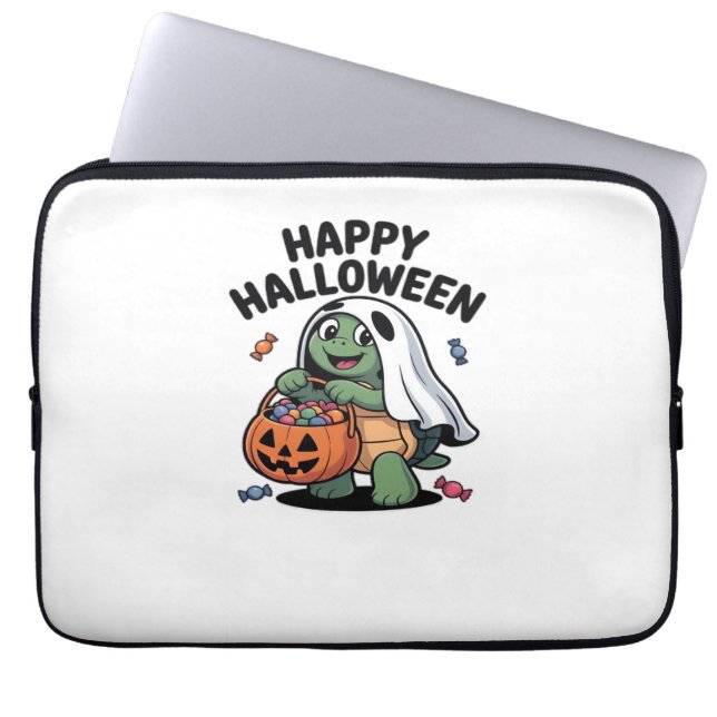 Cute Turtle Ghost Costume � Adorable Halloween Tri Laptop Sleeve (Front)