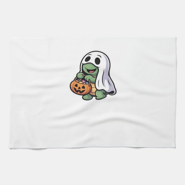Cute Turtle Ghost Costume � Adorable Halloween Tri Tea Towel (Horizontal)