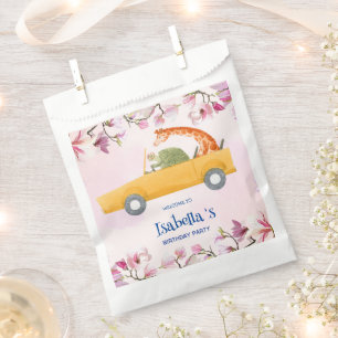Cute turtle Giraffe Tropical flower Birthday party Favour Bag