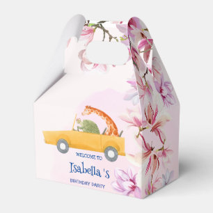 Cute turtle Giraffe Tropical flower Birthday party Favour Box