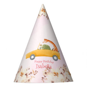 Cute turtle Giraffe Tropical flower Birthday party Hat