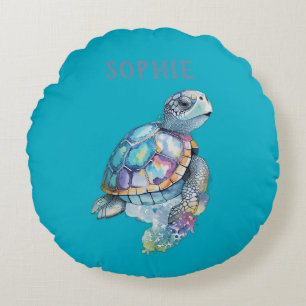 Cute Turtle Green Baby Nursery Round Cushion