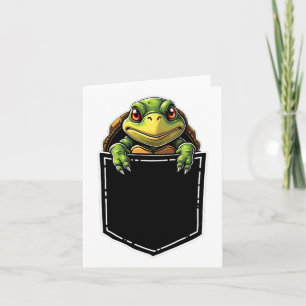 Cute Turtle In The Pocket Funny Halloween Outfit C Card