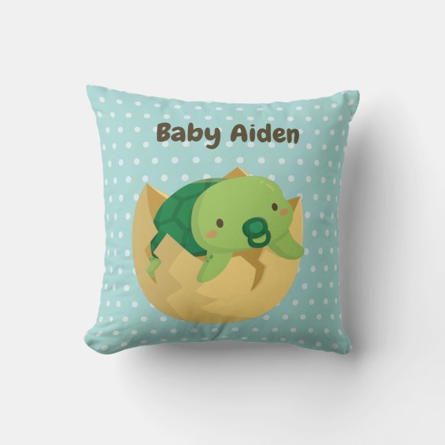 Cute Turtle Just Hatched Nursery Room Decor Pillow (Front)