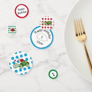 Cute Turtle Ladybug Birthday Table Confetti