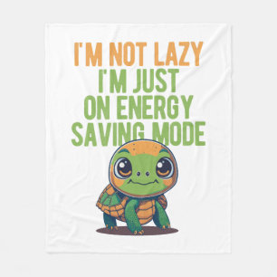 Cute Turtle, Lazy Turtle, On Energy Saving Mode Fleece Blanket
