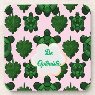 Cute Turtle Leaves Seamless Pattern, Tropical Coaster