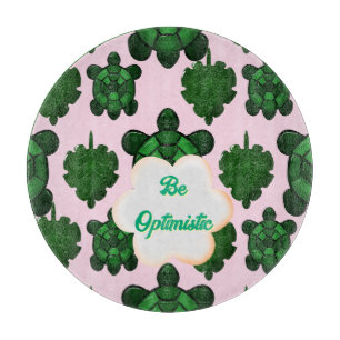 Cute Turtle Leaves Seamless Pattern, Tropical Cutting Board