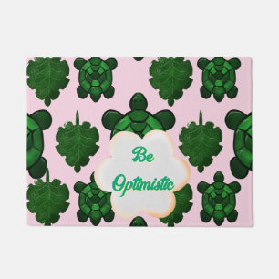 Cute Turtle Leaves Seamless Pattern, Tropical  Doormat