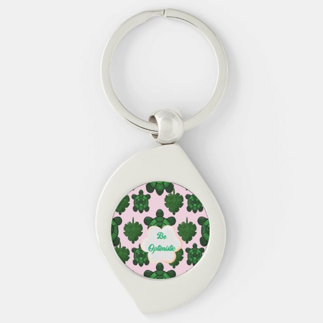 Cute Turtle Leaves Seamless Pattern, Tropical  Key Ring (Front)