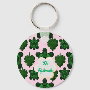 Cute Turtle Leaves Seamless Pattern, Tropical  Key Ring