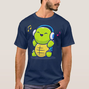Cute Turtle Listening Music With Headphone T-Shirt