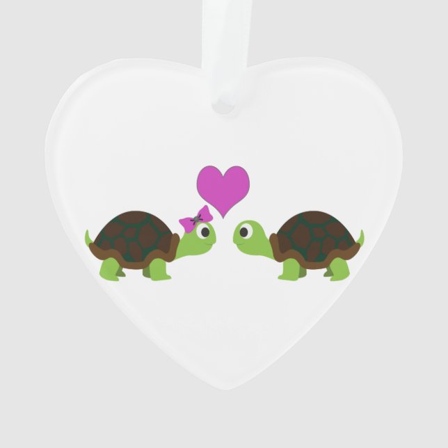 Cute Turtle Love Ornament (Back)