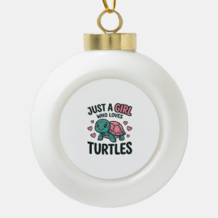 Cute Turtle Lover Girl Vintage Engraving Shirt Des Ceramic Ball Christmas Ornament