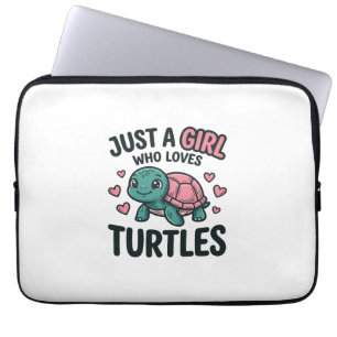 Cute Turtle Lover Girl Vintage Engraving Shirt Des Laptop Sleeve