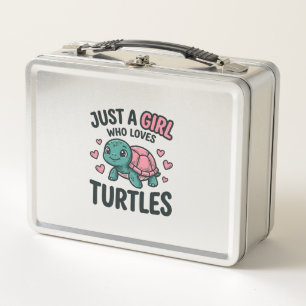 Cute Turtle Lover Girl Vintage Engraving Shirt Des Metal Lunch Box