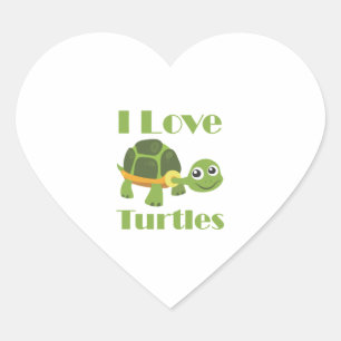Cute Turtle loving Kid Reptile Fan Heart Sticker