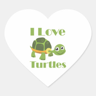 Cute Turtle loving Kid Reptile Fan Heart Sticker