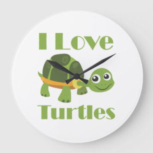 Cute Turtle loving Kid Reptile Fan Large Clock