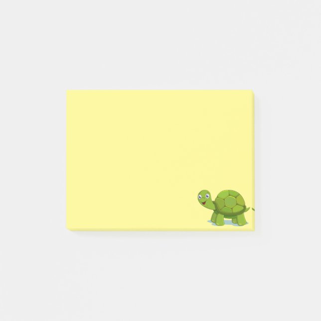 Cute Turtle on Yellow Post-it Notes (Front)