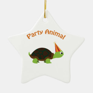 Cute Turtle Party Animal Ceramic Ornament