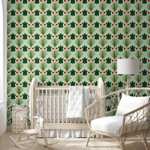 Cute Turtle Pattern Aesthetic Tropical Leaves Bu Wallpaper
