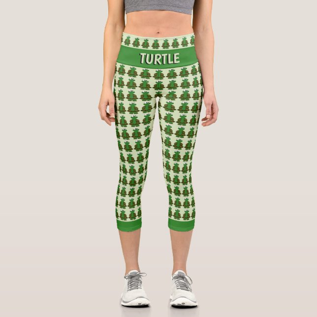 Cute Turtle Pattern Capri Leggings (Front)