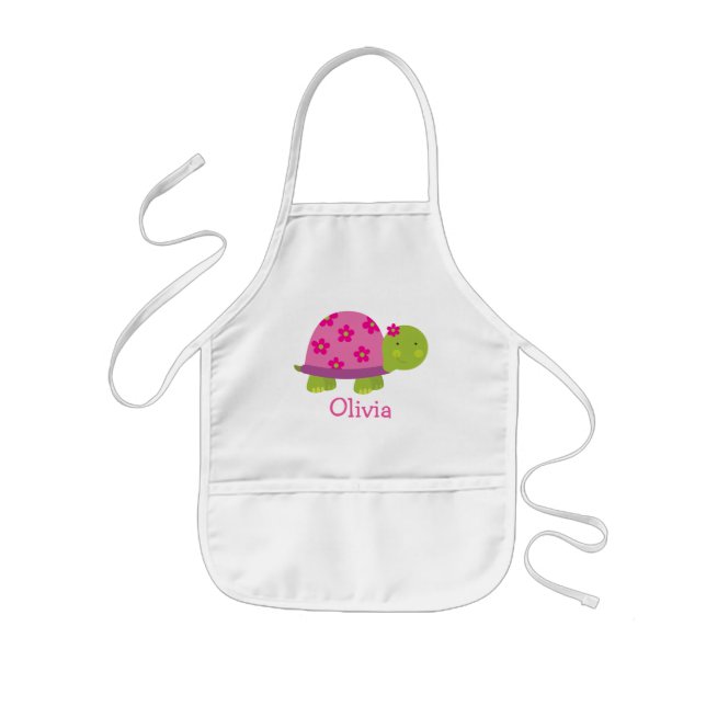 Cute Turtle Personalised Apron for Girls (Front)