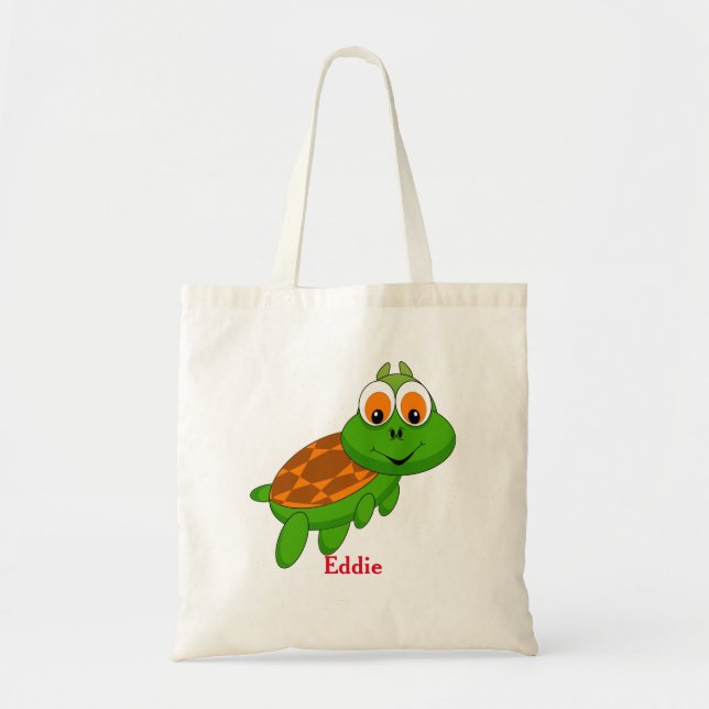 Cute Turtle Personalised Bag Tote for Girl (Front)