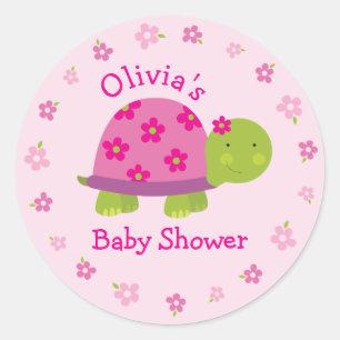 Cute Turtle Personalised Pink Sticker for kids