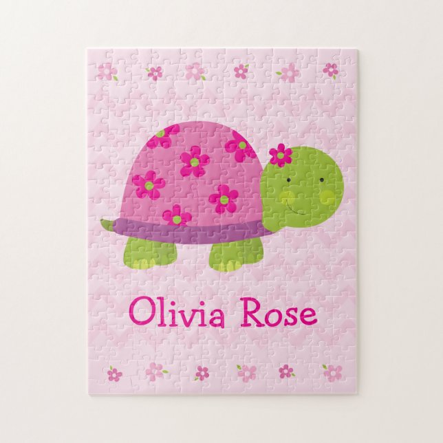 Cute Turtle Personalised Puzzle for Girls (Vertical)