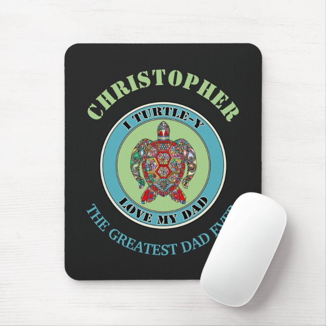 Cute turtle ‘play on words’ personalised mouse pad (With Mouse)